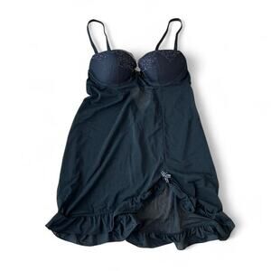 Vintage Unbranded Black Mesh Babydoll Mini Dress – Best fits Size XS